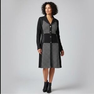 Polka Dot Dress Womens Large Knit Long Sleeve Black White‎ Statement Avant Garde